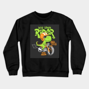 dinosaur-riding-motorbike-print Crewneck Sweatshirt